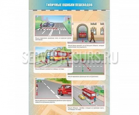 Стенд «Типичные ошибки пешеходов» 700х1000 мм Стенд «Типичные ошибки пешеходов» 700х1000 мм