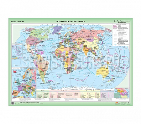 Политическая карта мира/Политическая карта мира, контурная (2) (мат.) 1375х975 мм (6467)