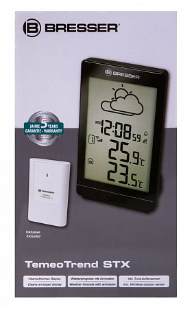 Метеостанция Bresser TemeoTrend STX с радиоуправлением, черная Метеостанция Bresser TemeoTrend STX с радиоуправлением, черная