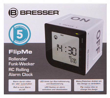 Часы настольные Bresser FlipMe Alarm Clock, серебристые Часы настольные Bresser FlipMe Alarm Clock, серебристые