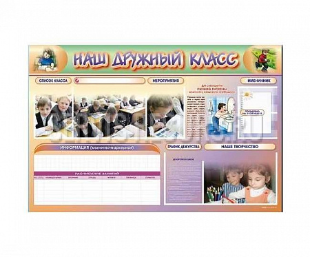 Стенд-уголок магнитно-маркерный «Наш дружный класс» НЧ1050