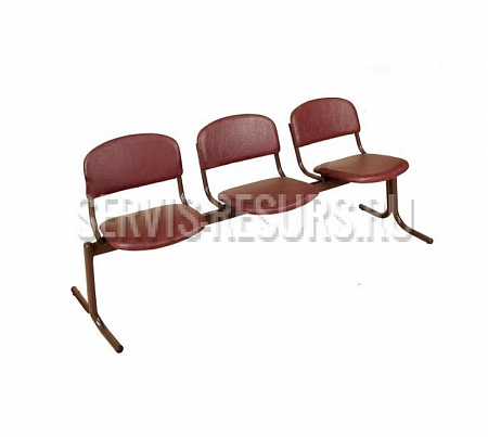 Блок стульев 3-х местный, откидные сидения, полумягкий (ткань, к/зам) БС3(ос)